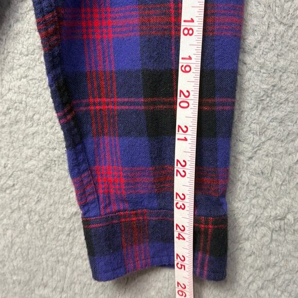 L.L. Bean Womens Flannel Shirt Relaxed Fit XL Purple blue Oversized Cabincore - Picture 7 of 10